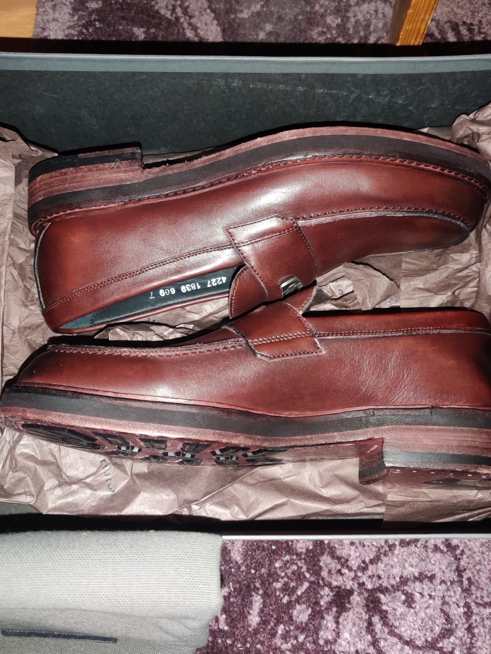 John Varvatos Men's Burgundy Leather Slip-On Loafers